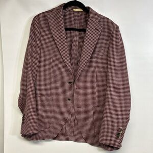 Men's Classic Houndstooth Blazer - Burgundy and Black
